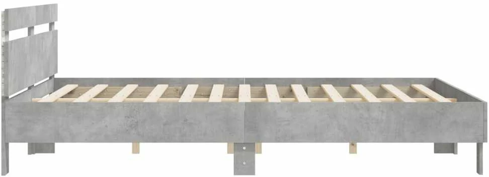 Lovos rėmas su galvūgaliu ir LED, betono pilkas, 160x200cm