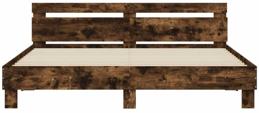 Lovos rėmas su galvūgaliu ir LED, dūminio ąžuolo, 180x200cm