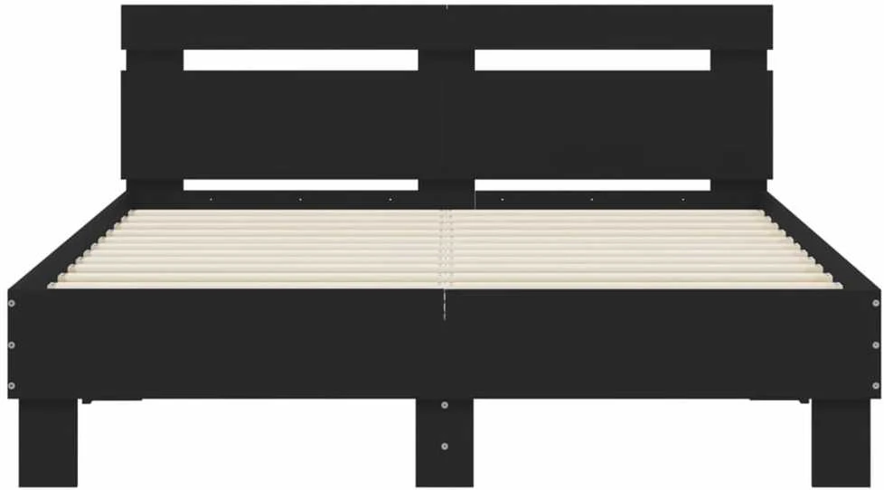 Lova Lovos rėmas su galvūgaliu ir LED, juodos spalvos, 135x190cm