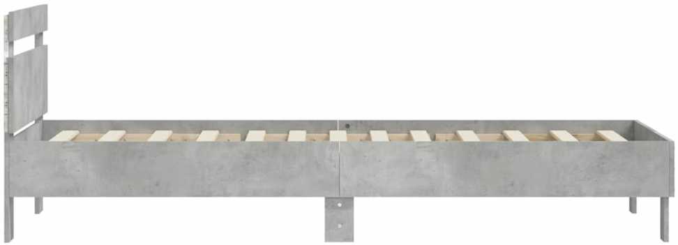 Lovos rėmas su galvūgaliu ir LED lemputėmis, betono, 75x190cm
