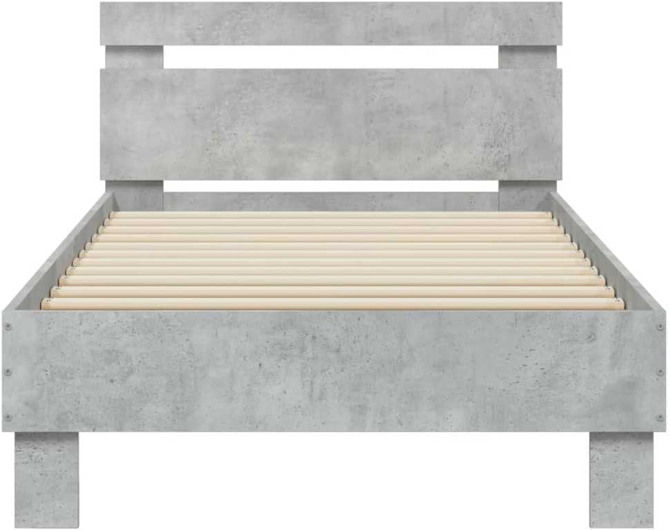 Lovos rėmas su galvūgaliu ir LED lemputėmis, betono, 75x190cm