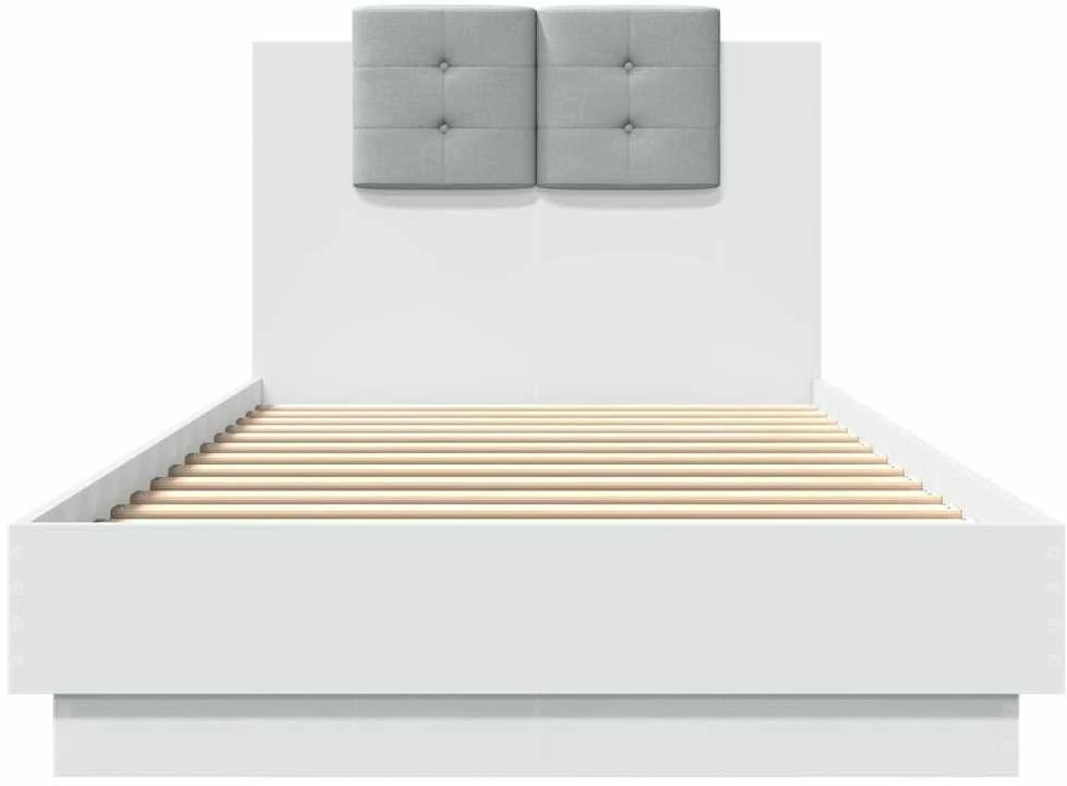 Lovos rėmas su galvūgaliu ir LED lemputėmis, baltas, 90x200cm