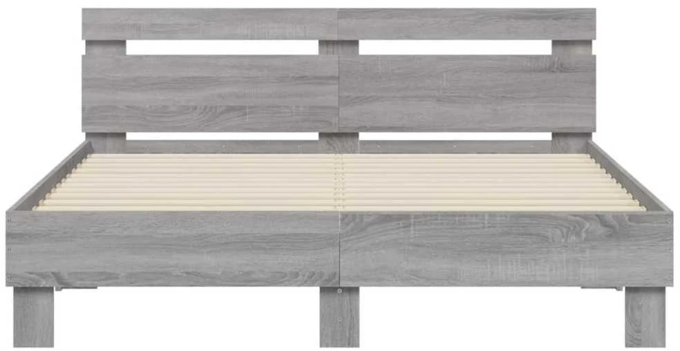 Lovos rėmas su galvūgaliu ir LED, pilkas ąžuolo, 140x200cm