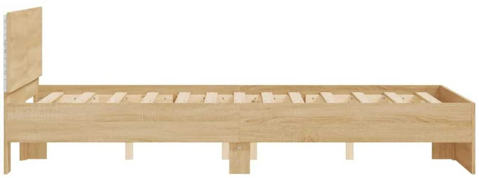 Lova Lovos rėmas su galvūgaliu ir LED, sonoma ąžuolo, 135x190cm