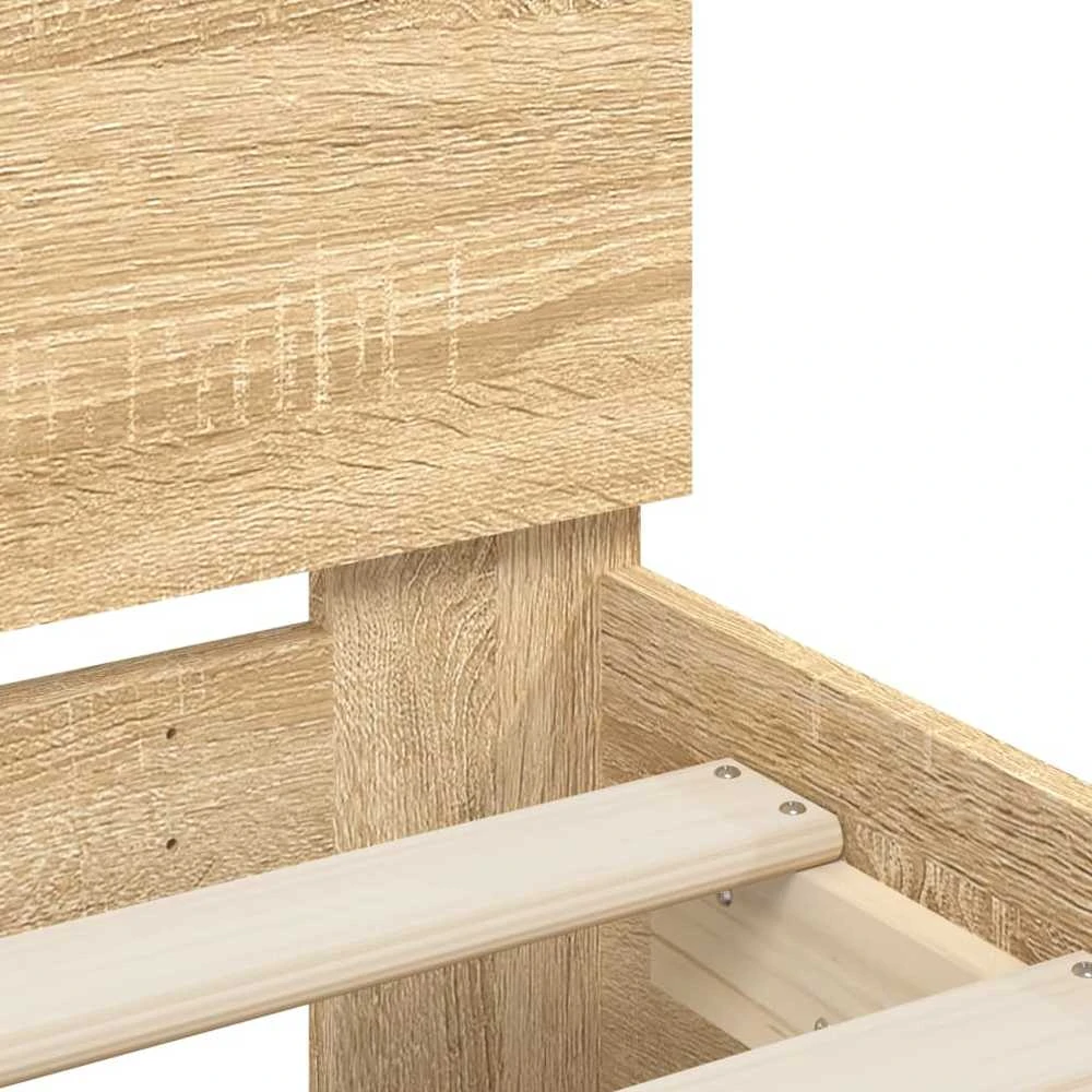 Lovos rėmas su galvūgaliu ir LED, sonoma ąžuolo, 140x200cm