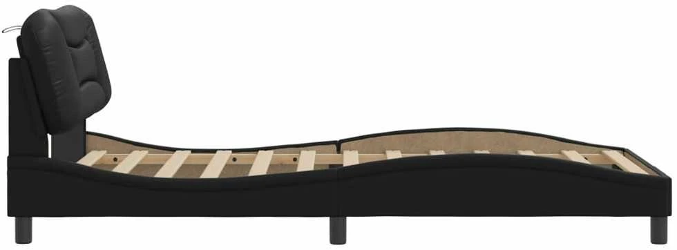 Lovos rėmas su galvūgaliu, juodos, 100x200cm, dirbtinė oda