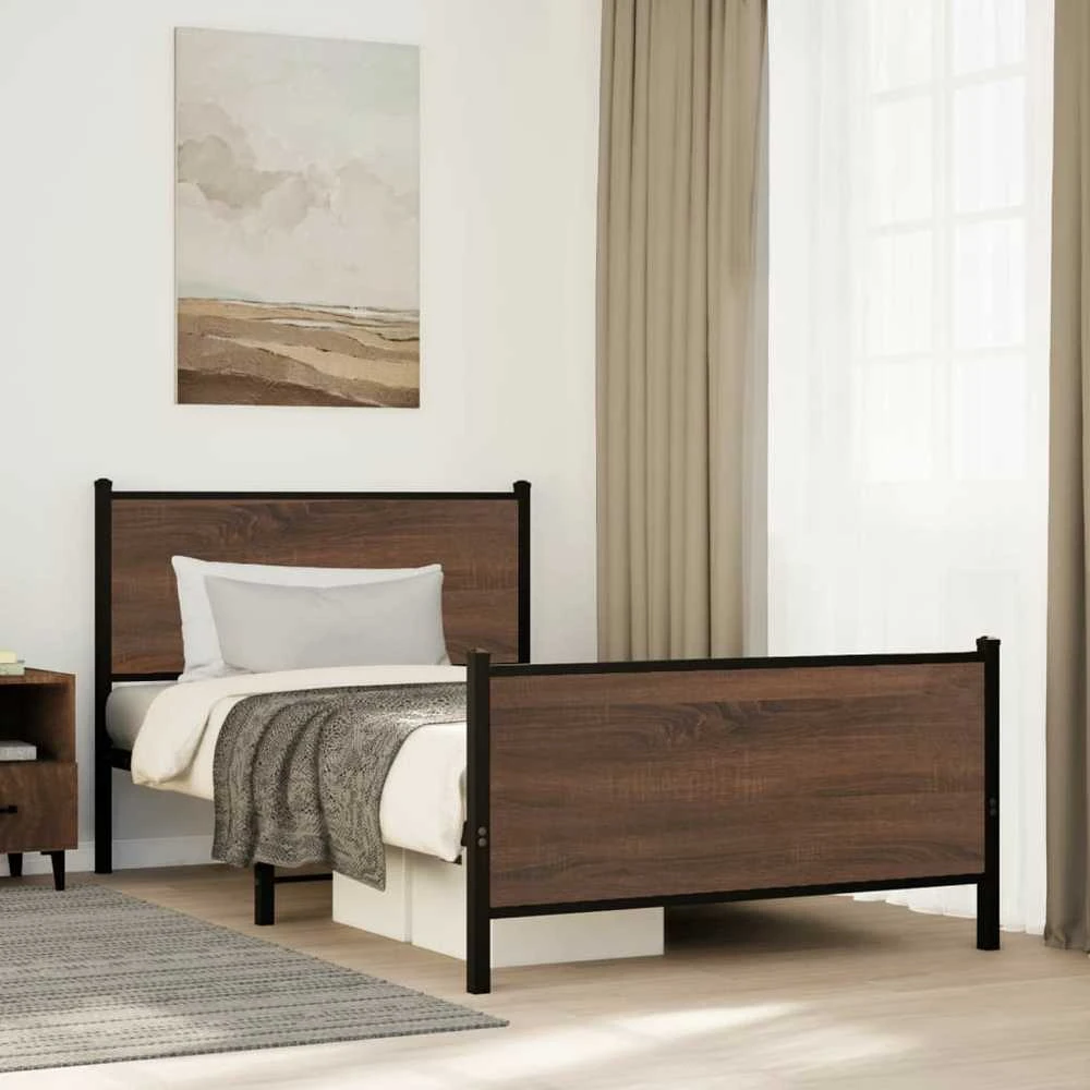 Lova Lovos rėmas be čiužinio, rudas ąžuolo, 107x203cm, metalas