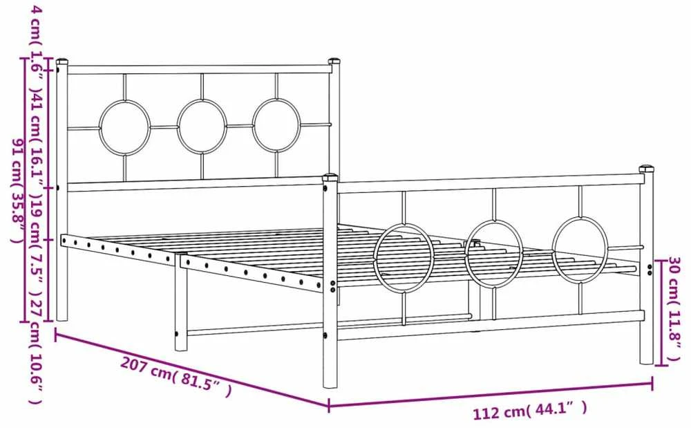 Lova Lovos rėmas su galvūgaliu/kojūgaliu, juodas, 107x203cm, metalas
