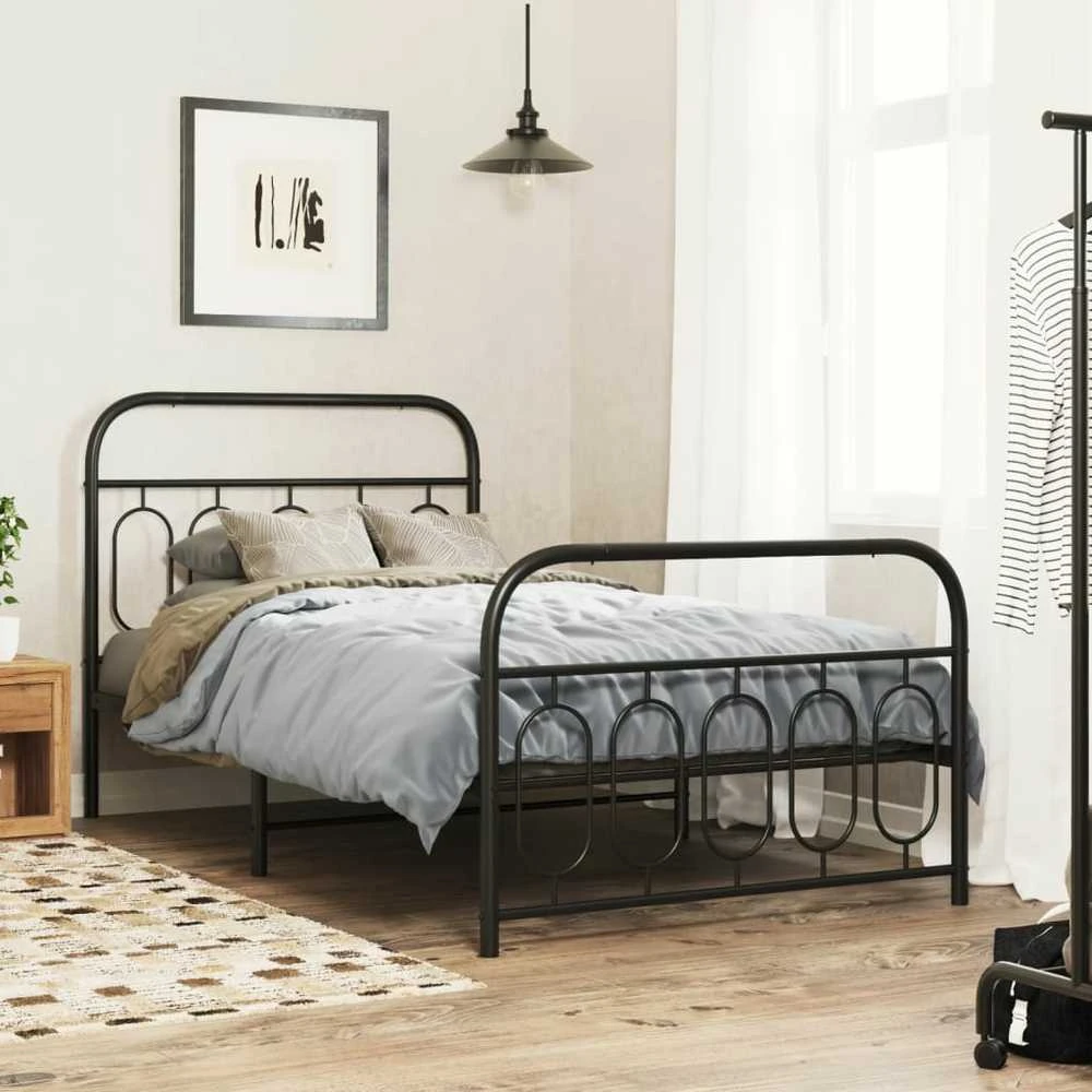 Lova Lovos rėmas su galvūgaliu/kojūgaliu, juodas, 107x203cm, metalas