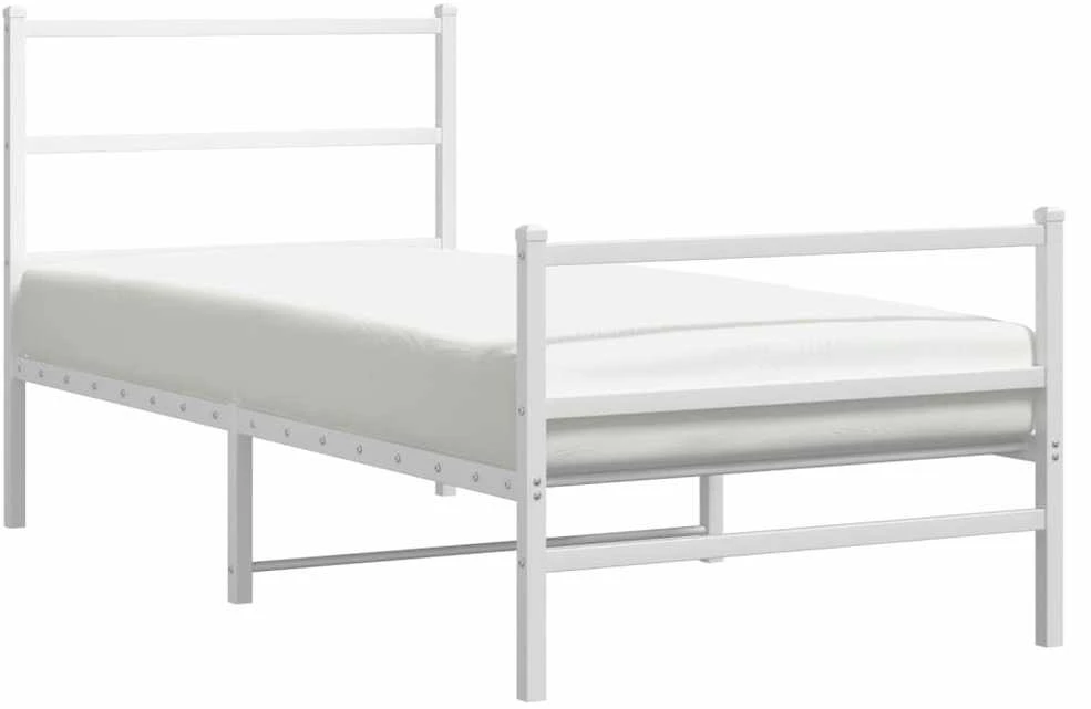 Lovos rėmas su galvūgaliu/kojūgaliu, baltas, 90x190cm, metalas