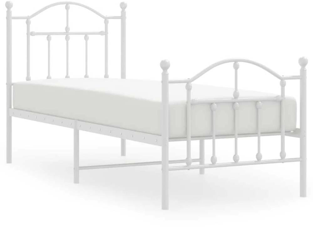 Lovos rėmas su galvūgaliu/kojūgaliu, baltas, 75x190cm, metalas