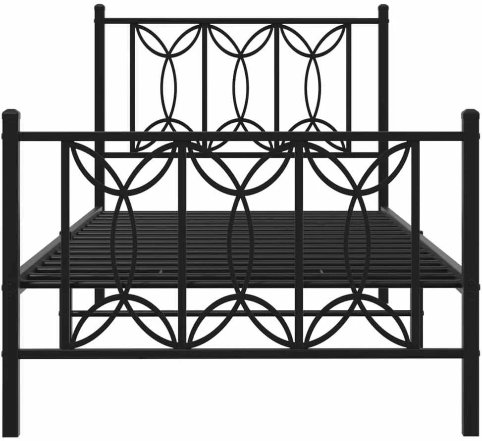 Lovos rėmas su galvūgaliu/kojūgaliu, juodas, 75x190cm, metalas