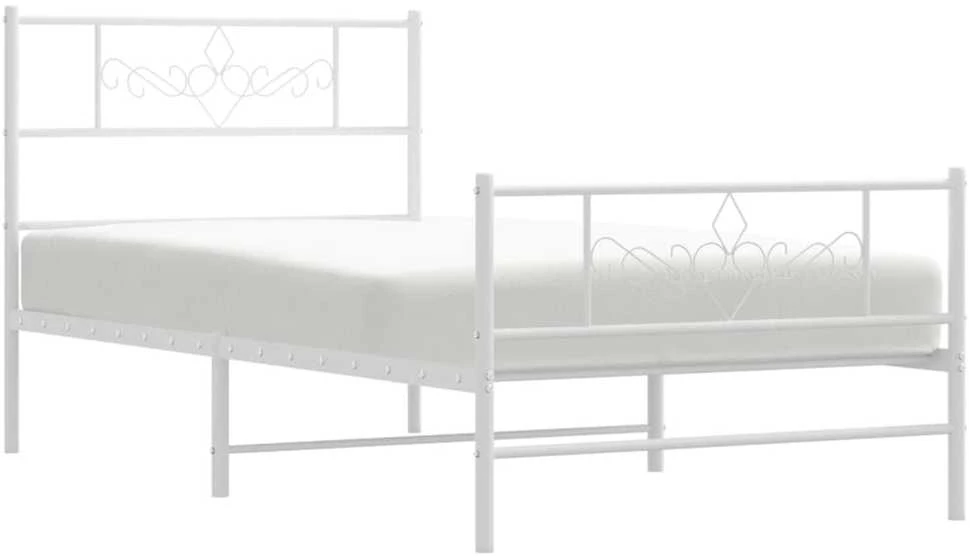 Lovos rėmas su galvūgaliu/kojūgaliu, baltas, 75x190cm, metalas
