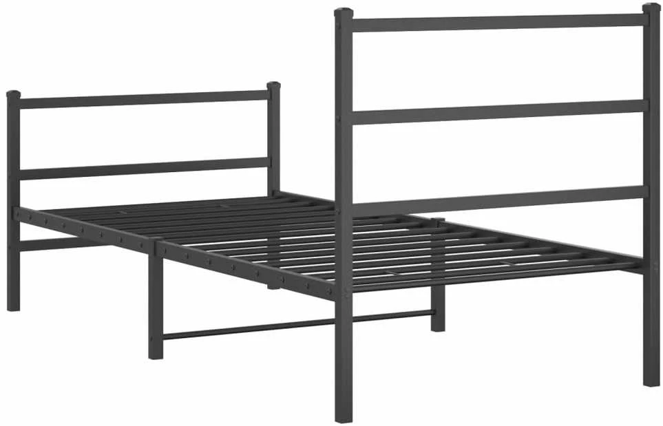 Lovos rėmas su galvūgaliu/kojūgaliu, juodas, 90x190cm, metalas