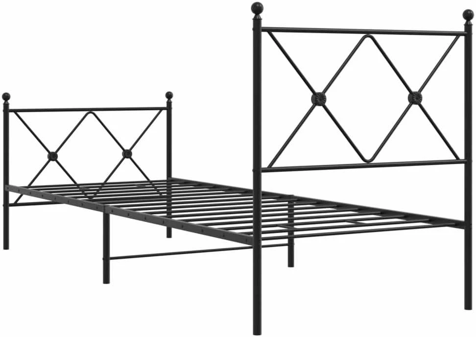 Lovos rėmas su galvūgaliu/kojūgaliu, juodas, 75x190cm, metalas