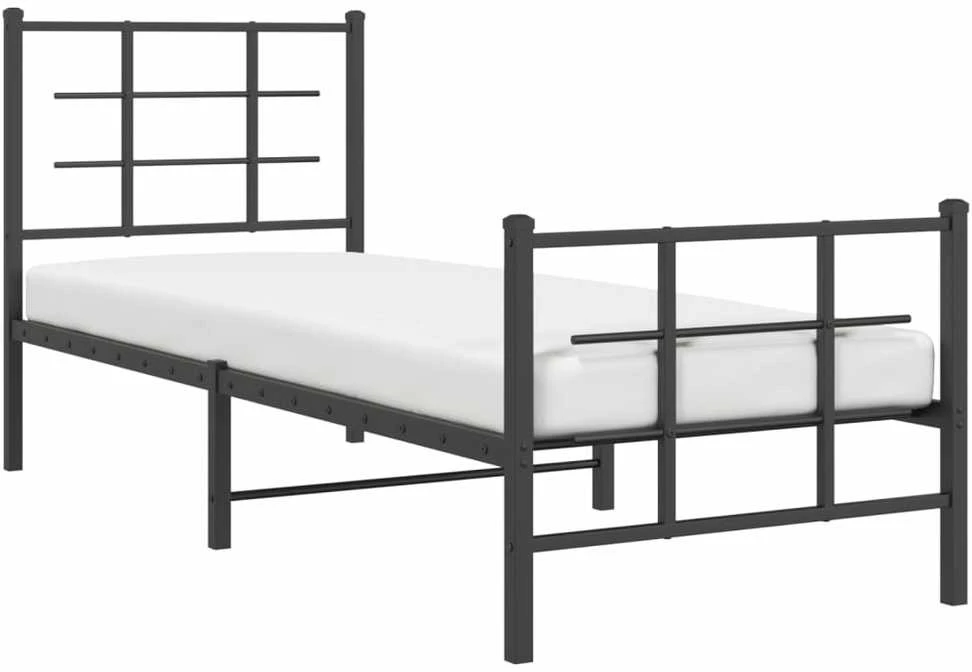 Lovos rėmas su galvūgaliu/kojūgaliu, juodas, 75x190cm, metalas
