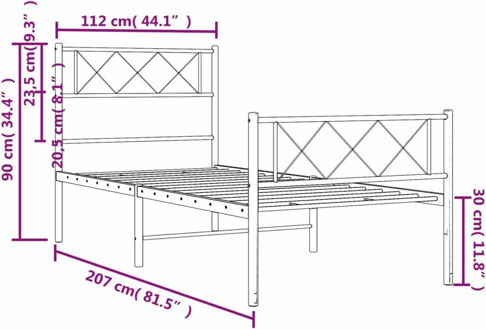 Lova Lovos rėmas su galvūgaliu/kojūgaliu, baltas, 107x203cm, metalas