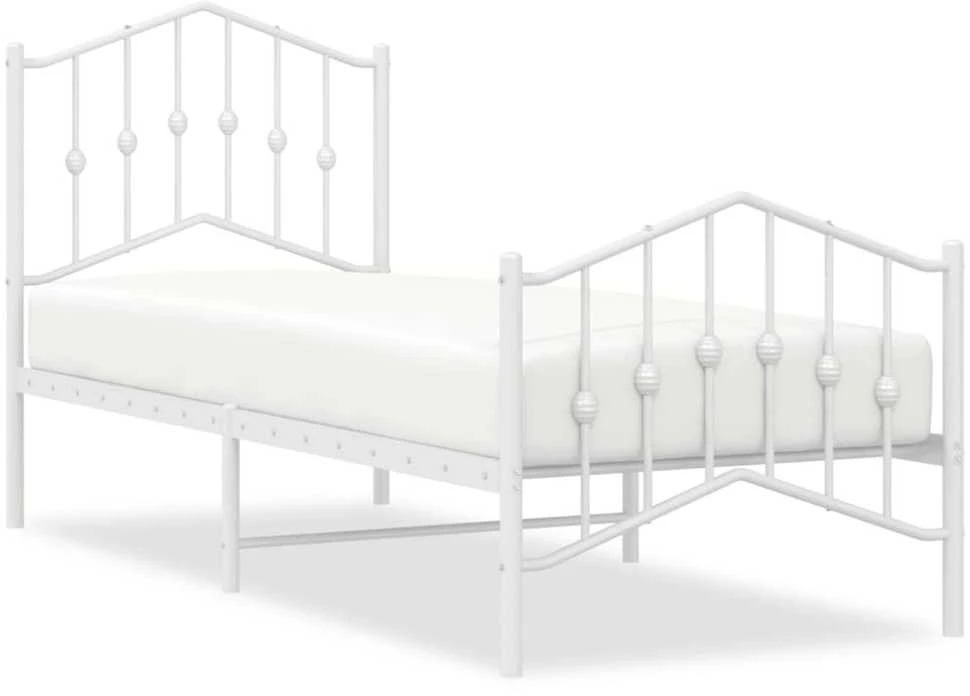 Lovos rėmas su galvūgaliu/kojūgaliu, baltas, 75x190cm, metalas