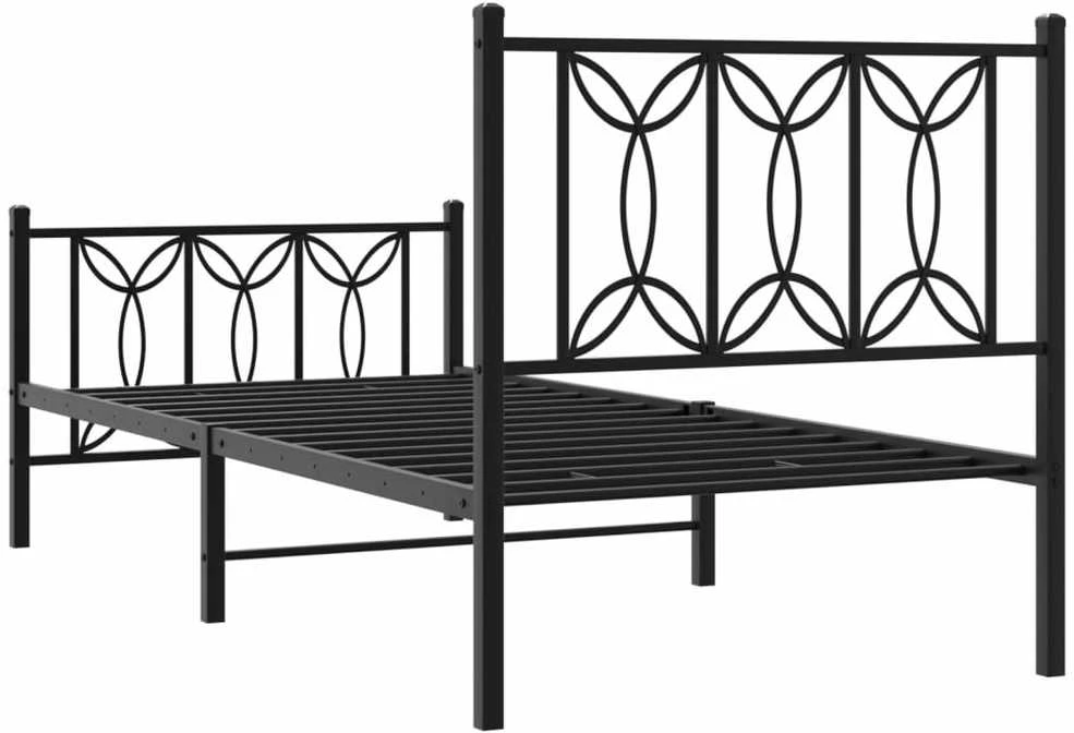 Lovos rėmas su galvūgaliu/kojūgaliu, juodas, 75x190cm, metalas