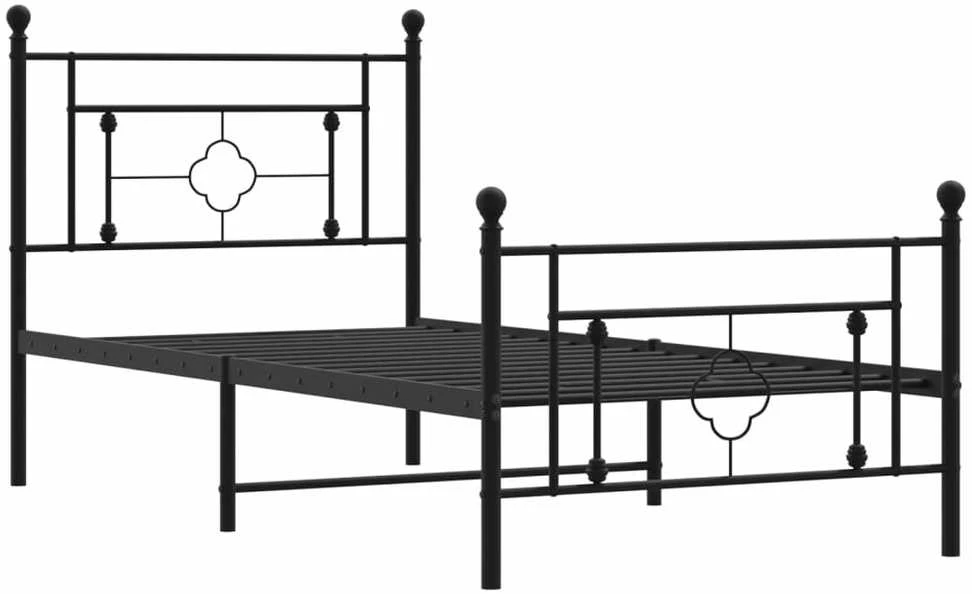 Lovos rėmas su galvūgaliu/kojūgaliu, juodas, 90x190cm, metalas