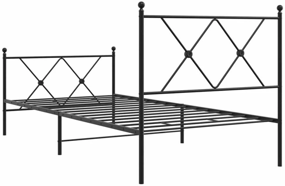 Lovos rėmas su galvūgaliu/kojūgaliu, juodas, 90x190cm, metalas