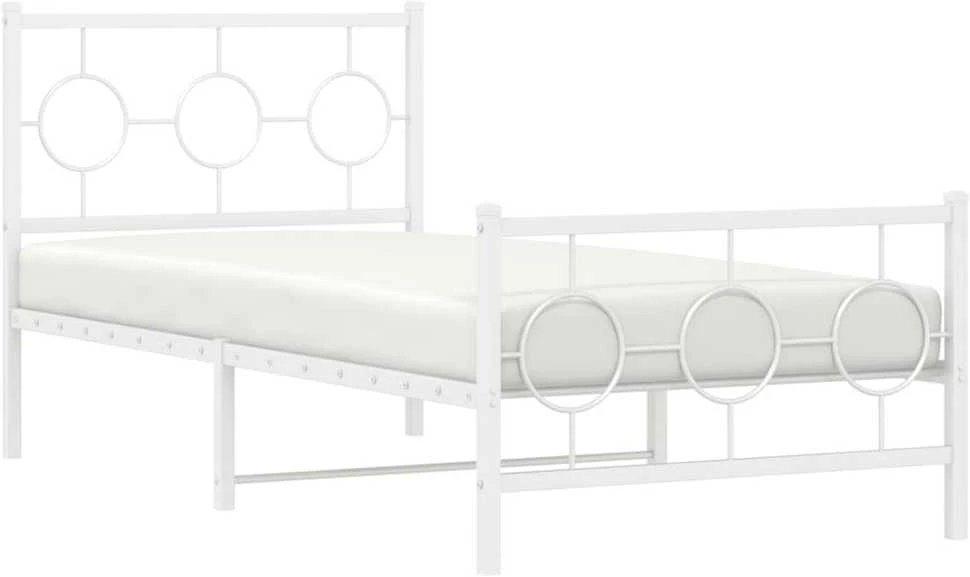 Lovos rėmas su galvūgaliu/kojūgaliu, baltas, 90x190cm, metalas