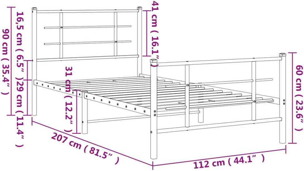 Lova Lovos rėmas su galvūgaliu/kojūgaliu, baltas, 107x203cm, metalas
