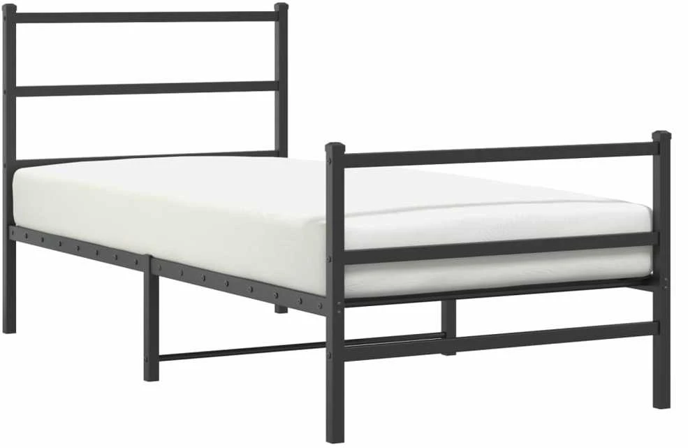 Lovos rėmas su galvūgaliu/kojūgaliu, juodas, 90x190cm, metalas