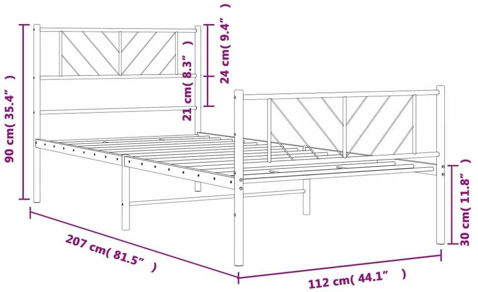 Lova Lovos rėmas su galvūgaliu/kojūgaliu, juodas, 107x203cm, metalas