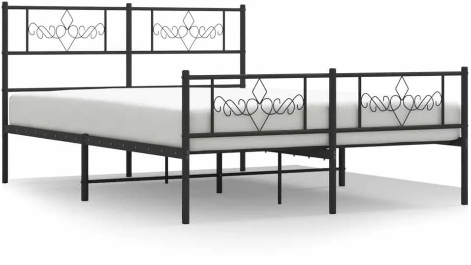 Lovos rėmas su galvūgaliu/kojūgaliu, juodas, 140x190cm, metalas