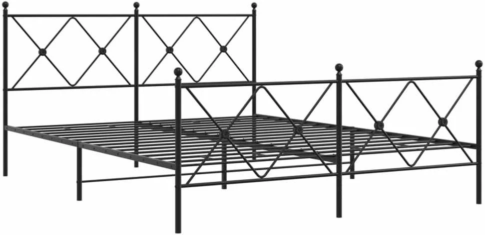 Lovos rėmas su galvūgaliu/kojūgaliu, juodas, 150x200cm, metalas