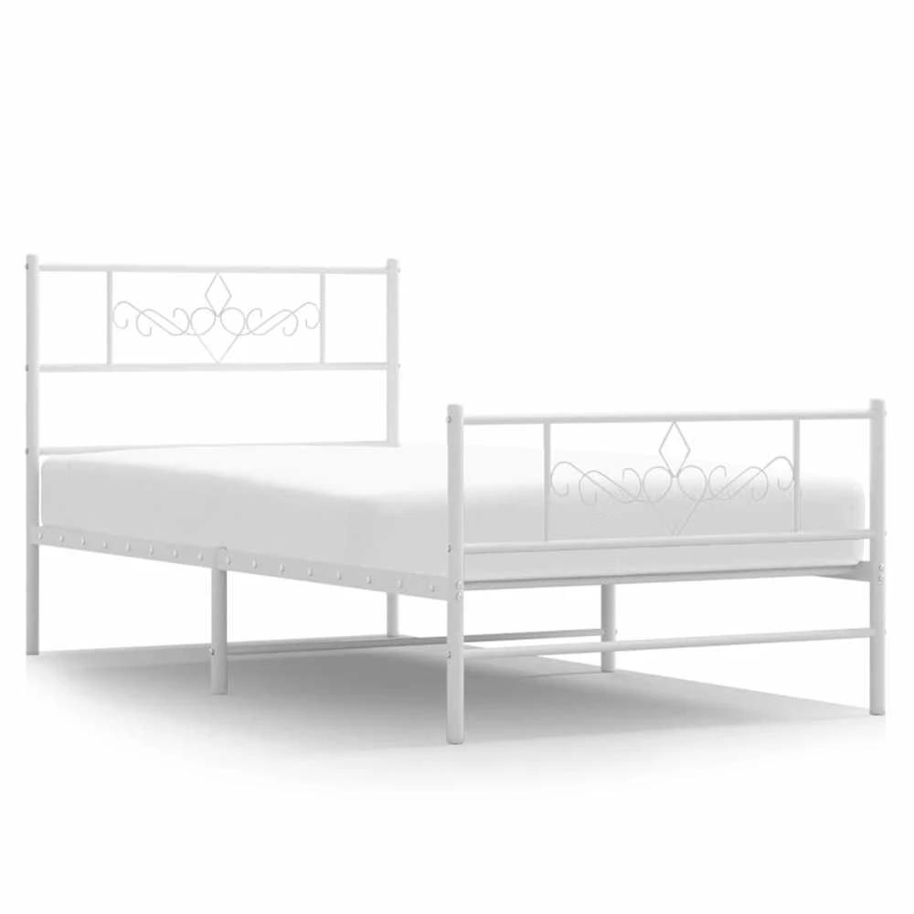 Lovos rėmas su galvūgaliu/kojūgaliu, baltas, 75x190cm, metalas