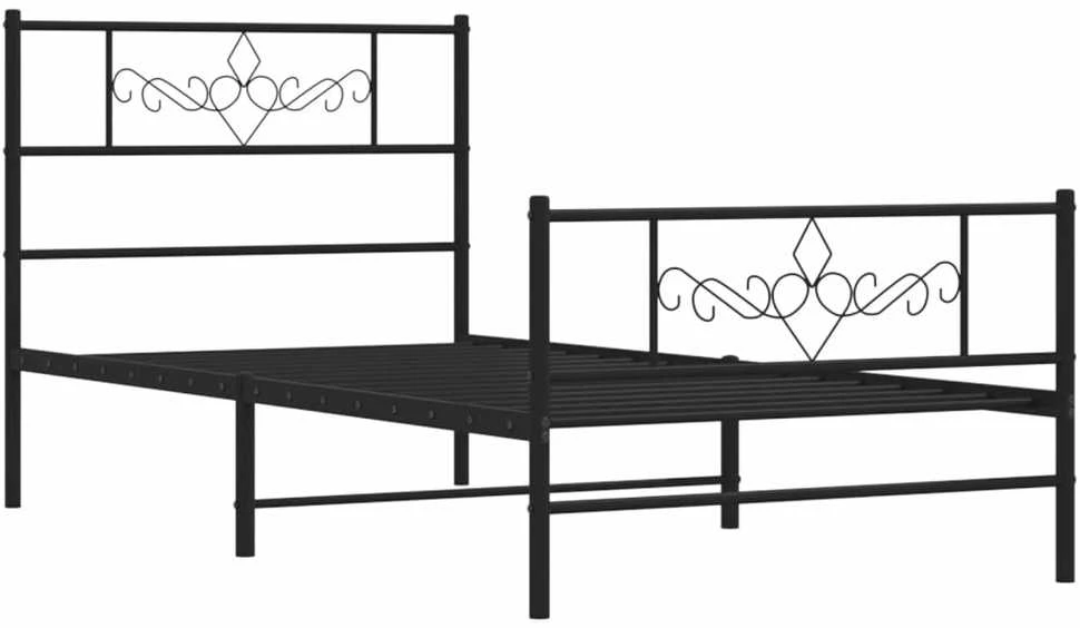 Lovos rėmas su galvūgaliu/kojūgaliu, juodas, 90x190cm, metalas