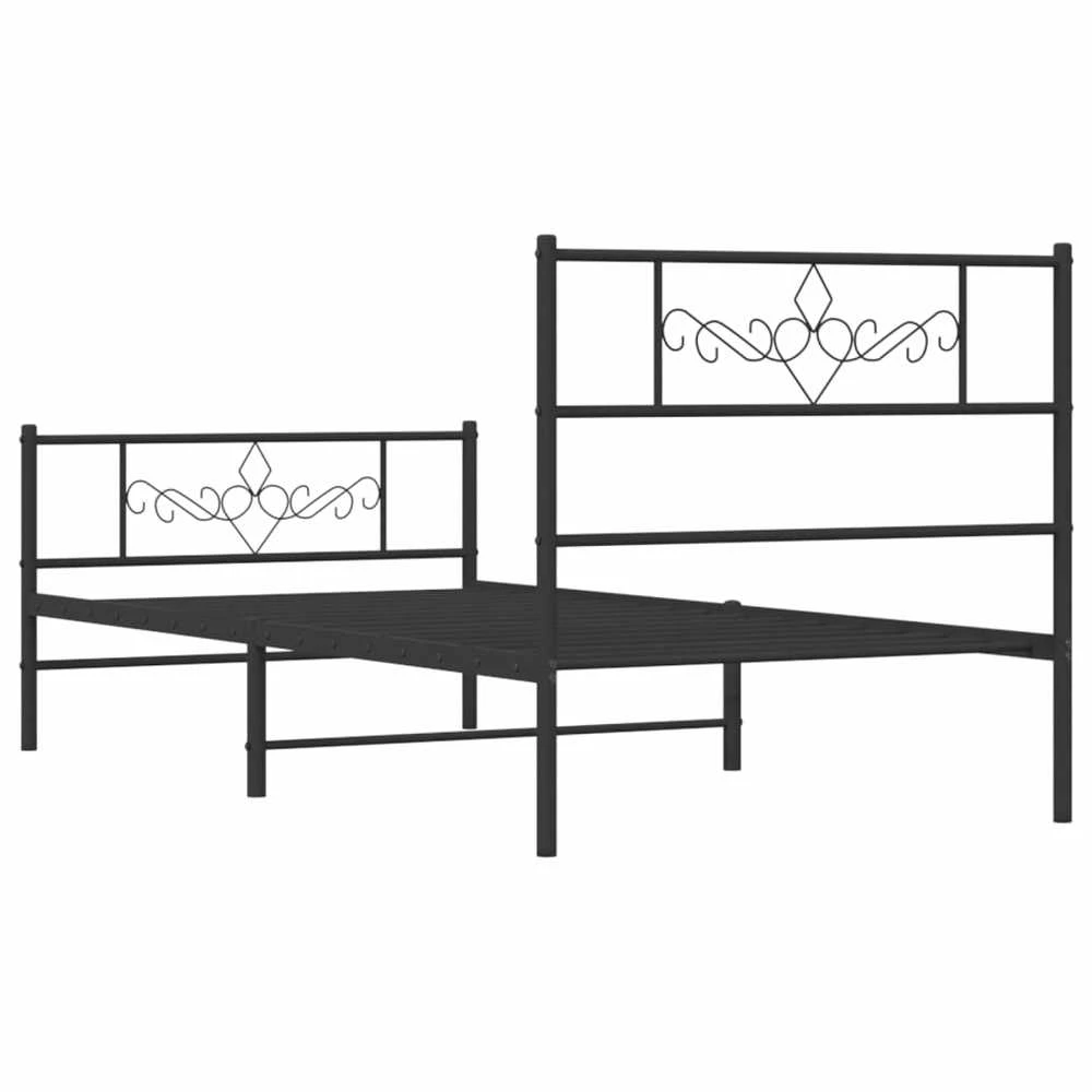 Lovos rėmas su galvūgaliu/kojūgaliu, juodas, 90x190cm, metalas