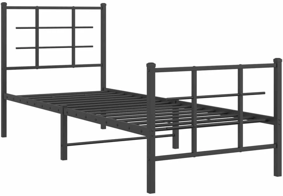 Lovos rėmas su galvūgaliu/kojūgaliu, juodas, 75x190cm, metalas