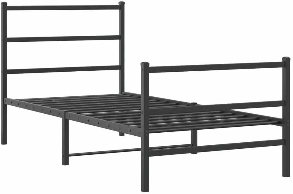 Lovos rėmas su galvūgaliu/kojūgaliu, juodas, 90x190cm, metalas