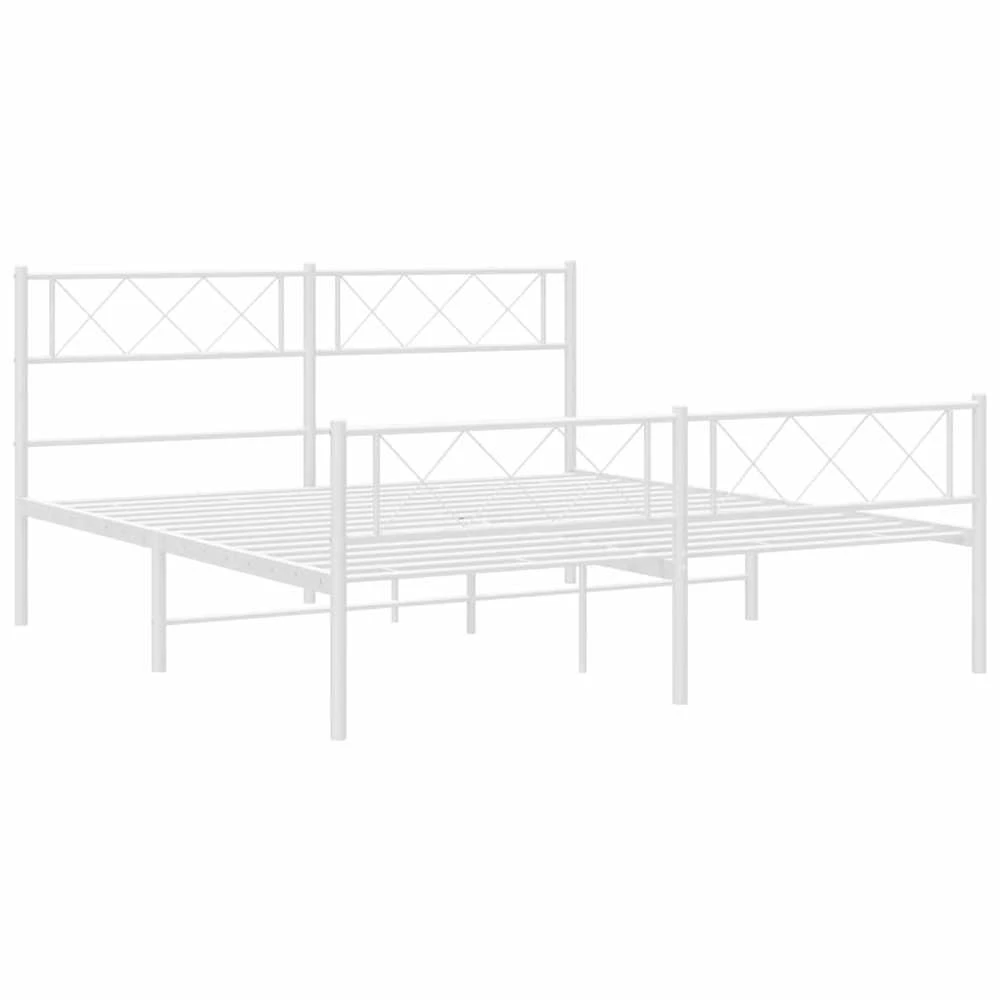 Lovos rėmas su galvūgaliu/kojūgaliu, baltas, 150x200cm, metalas