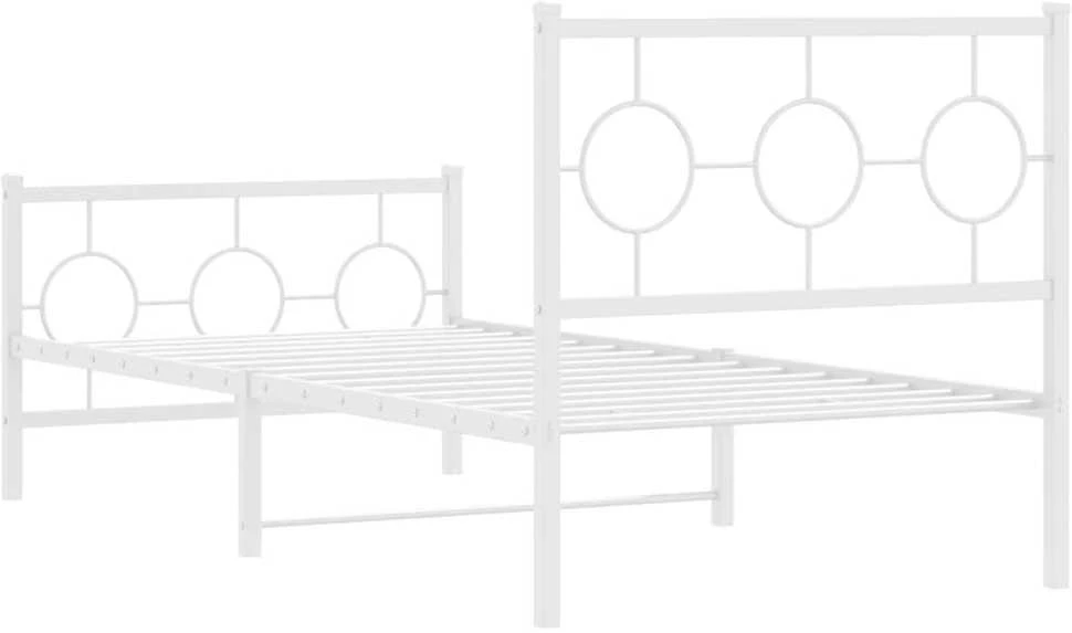 Lovos rėmas su galvūgaliu/kojūgaliu, baltas, 90x190cm, metalas