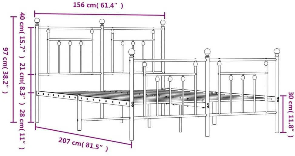 Lovos rėmas su galvūgaliu/kojūgaliu, juodas, 150x200cm, metalas