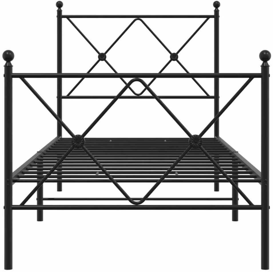 Lovos rėmas su galvūgaliu/kojūgaliu, juodas, 75x190cm, metalas