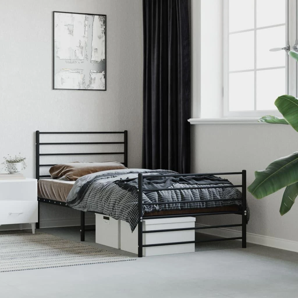 Lova Lovos rėmas su galvūgaliu/kojūgaliu, juodas, 107x203cm, metalas