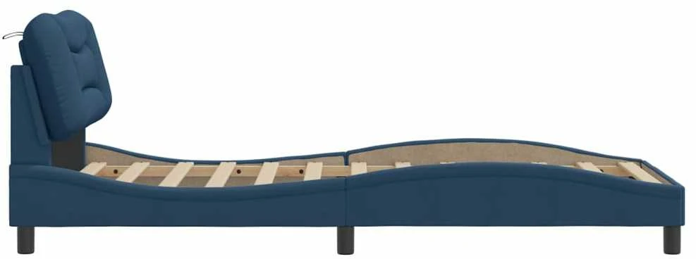 Lovos rėmas su galvūgaliu, mėlynos spalvos, 80x200cm, audinys