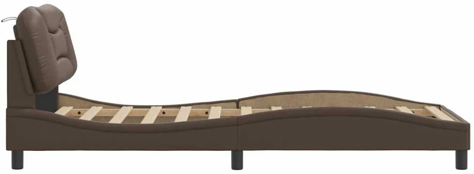 Lovos rėmas su galvūgaliu, rudas, 80x200cm, dirbtinė oda