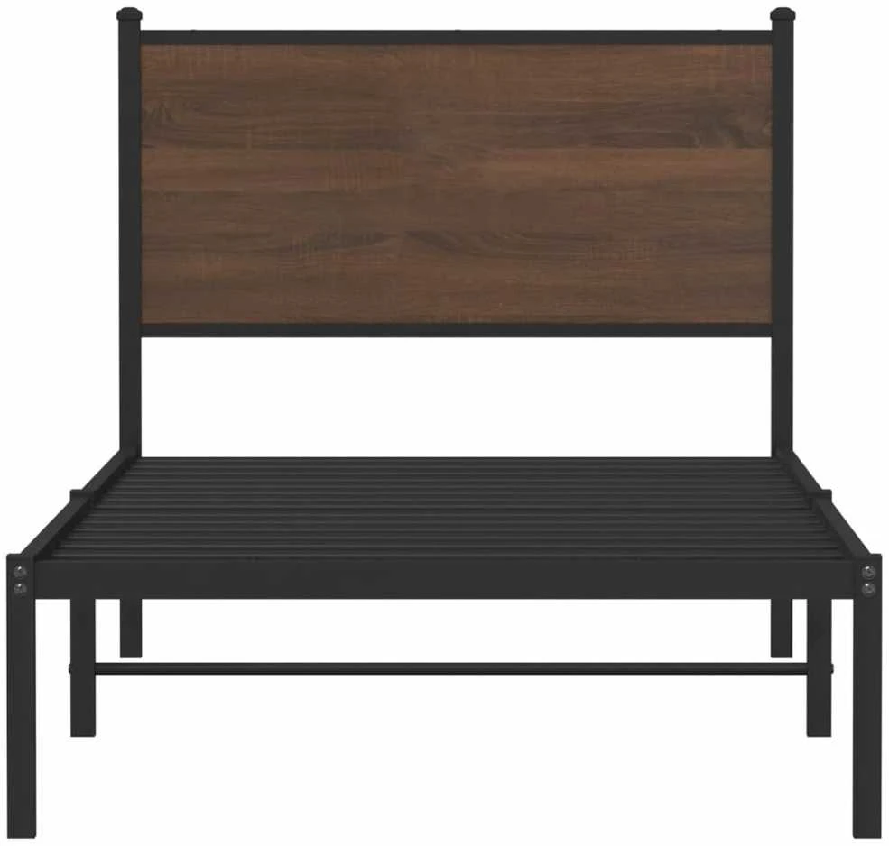 Lovos rėmas be čiužinio, rudas ąžuolo, 90x200cm, metalas
