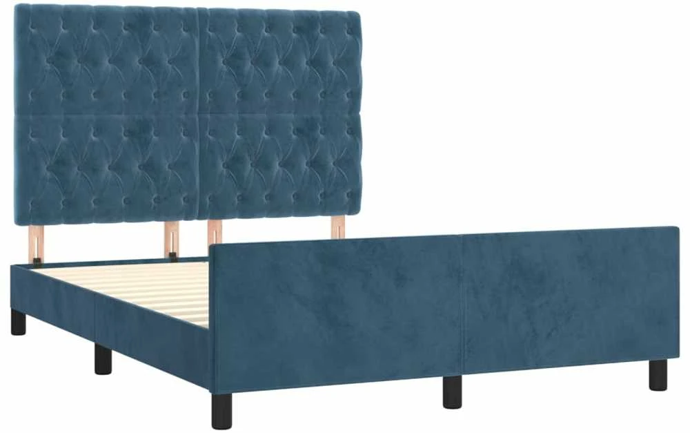 Lovos rėmas be čiužinio tamsiai mėlynas 140x190 cm aksomas