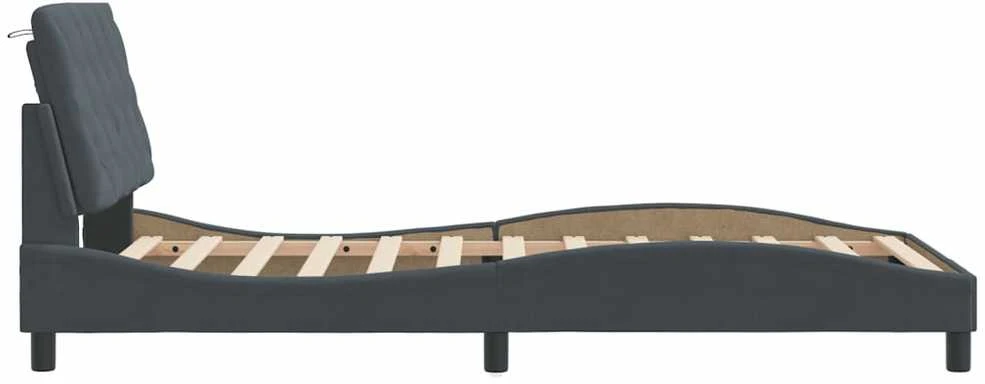 Lovos rėmas be čiužinio, tamsiai pilkas, 100x200cm, aksomas