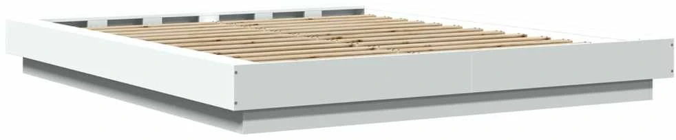 Lovos rėmas su LED, baltas, 160x200cm, apdirbta mediena
