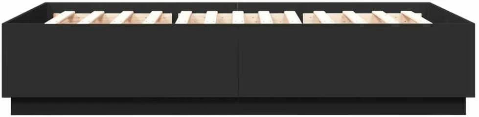 Lovos rėmas su LED, juodas, 150x200cm, apdirbta mediena