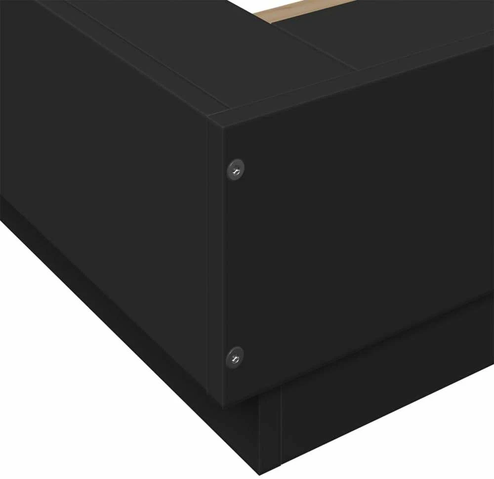 Lovos rėmas su LED, juodas, 75x190cm, apdirbta mediena