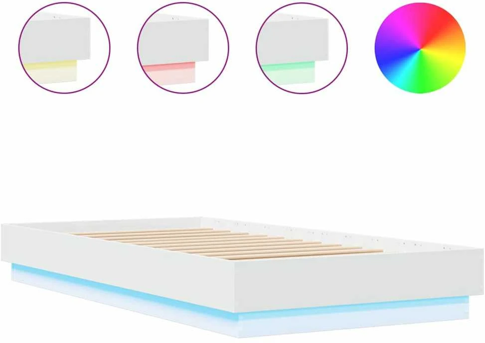Lovos rėmas su LED lemputėmis, baltos spalvos, 75x190cm